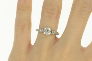 10K 0.50 Ctw Diamond Round Cluster Engagement Ring White Gold