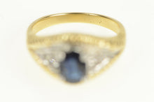 Load image into Gallery viewer, 14K Oval Sapphire Diamond Accent Two Tone Ring Yellow Gold