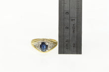 Load image into Gallery viewer, 14K Oval Sapphire Diamond Accent Two Tone Ring Yellow Gold
