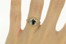 Load image into Gallery viewer, 14K Oval Sapphire Diamond Accent Two Tone Ring Yellow Gold