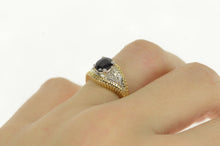 Load image into Gallery viewer, 14K Oval Sapphire Diamond Accent Two Tone Ring Yellow Gold