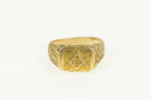 Load image into Gallery viewer, 14K 1940&#39;s Masonic Ornate G Compass Square Ring Yellow Gold