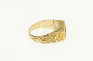 14K 1940's Masonic Ornate G Compass Square Ring Yellow Gold