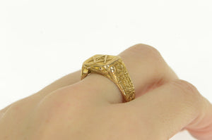 14K 1940's Masonic Ornate G Compass Square Ring Yellow Gold