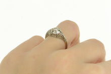 Load image into Gallery viewer, 14K Art Deco Filigree Promise Engagement Vintage Ring White Gold