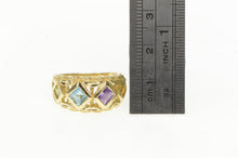 Load image into Gallery viewer, 14K Amethyst Blue Topaz Graduated Statement Ring Yellow Gold