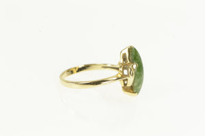 14K 1960's Nephrite Marquise Vintage Retro Ring Yellow Gold