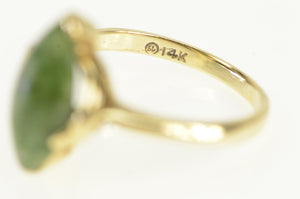 14K 1960's Nephrite Marquise Vintage Retro Ring Yellow Gold