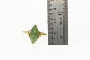 14K 1960's Nephrite Marquise Vintage Retro Ring Yellow Gold