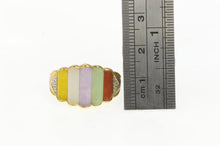 Load image into Gallery viewer, 14K Jade Multi Color Pillar Graduated Diamond Accent Ring Yellow Gold