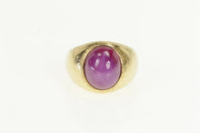 Load image into Gallery viewer, 14K Oval Syn. Star Ruby Cabochon Vintage Retro Ring Yellow Gold