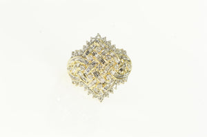 10K Diamond Inset Criss Cross Woven Statement Ring Yellow Gold