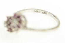 Load image into Gallery viewer, 14K Natural Ruby Diamond Flower Cluster Bypass Ring White Gold