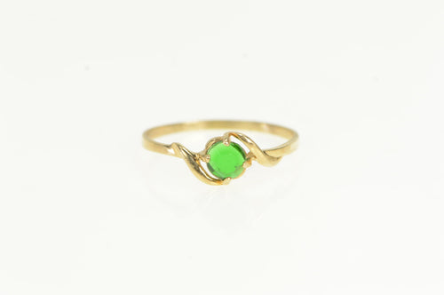 10K Round Sim. Emerald Vintage Simple Statement Ring Yellow Gold