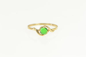 10K Round Sim. Emerald Vintage Simple Statement Ring Yellow Gold