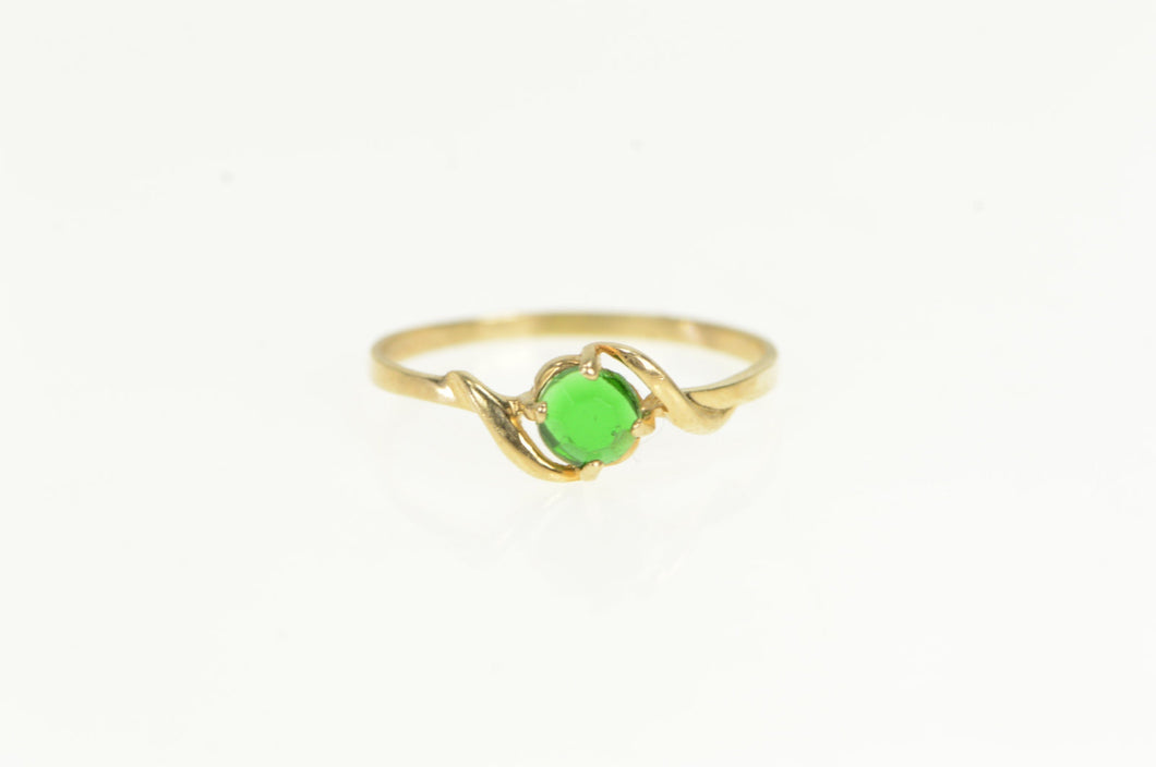 10K Round Sim. Emerald Vintage Simple Statement Ring Yellow Gold