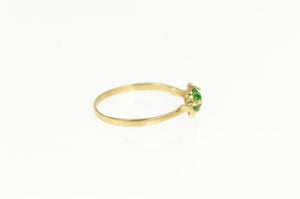 10K Round Sim. Emerald Vintage Simple Statement Ring Yellow Gold