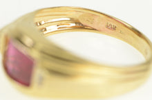 Load image into Gallery viewer, 10K Faceted Syn. Ruby Diamond Accent Men&#39;s Ring Yellow Gold