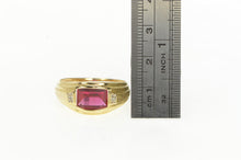 Load image into Gallery viewer, 10K Faceted Syn. Ruby Diamond Accent Men&#39;s Ring Yellow Gold