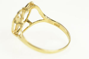 10K Textured K Initial Monogram Name Heart Love Ring Yellow Gold