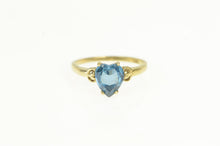 Load image into Gallery viewer, 14K Heart Blue Topaz Victorian Love Symbol Classic Ring Yellow Gold