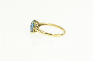 14K Heart Blue Topaz Victorian Love Symbol Classic Ring Yellow Gold