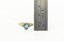 Load image into Gallery viewer, 14K Heart Blue Topaz Victorian Love Symbol Classic Ring Yellow Gold