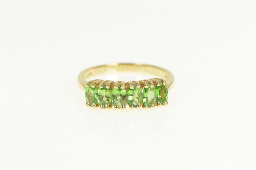 14K Oval Peridot Inset Classic Vintage Band Ring Yellow Gold