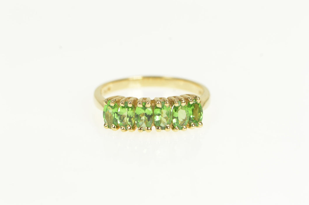 14K Oval Peridot Inset Classic Vintage Band Ring Yellow Gold