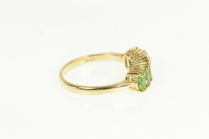 14K Oval Peridot Inset Classic Vintage Band Ring Yellow Gold