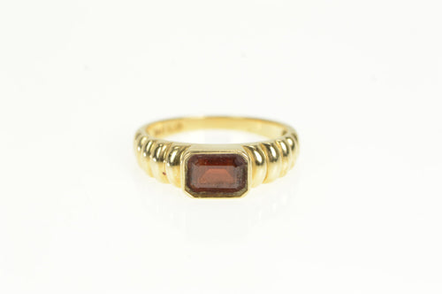 14K Emerald Cut Garnet Vintage Statement Classic Ring Yellow Gold