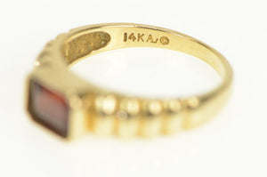 14K Emerald Cut Garnet Vintage Statement Classic Ring Yellow Gold