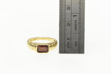 Load image into Gallery viewer, 14K Emerald Cut Garnet Vintage Statement Classic Ring Yellow Gold