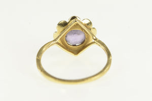 14K Vintage Amethyst Flower Blossom Statement Ring Yellow Gold