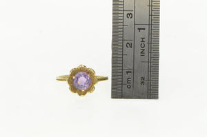 14K Vintage Amethyst Flower Blossom Statement Ring Yellow Gold