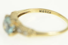 Load image into Gallery viewer, 10K Art Deco Blue Topaz White Sapphire Statement Ring Yellow Gold