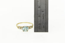 Load image into Gallery viewer, 10K Art Deco Blue Topaz White Sapphire Statement Ring Yellow Gold