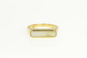 14K Squared Mother of Pearl Inlay Stackable Ring Yellow Gold