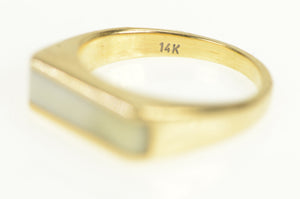 14K Squared Mother of Pearl Inlay Stackable Ring Yellow Gold