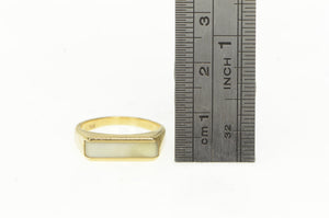 14K Squared Mother of Pearl Inlay Stackable Ring Yellow Gold