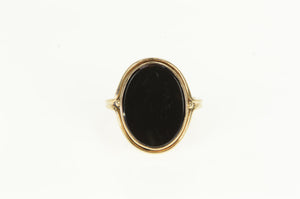14K Vintage Oval Black Onyx Retro Statement Ring Yellow Gold