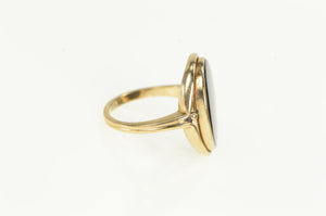 14K Vintage Oval Black Onyx Retro Statement Ring Yellow Gold