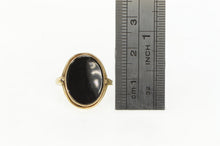Load image into Gallery viewer, 14K Vintage Oval Black Onyx Retro Statement Ring Yellow Gold