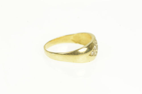 14K Diamond Lattice Pattern Pave Vintage Band Ring Yellow Gold