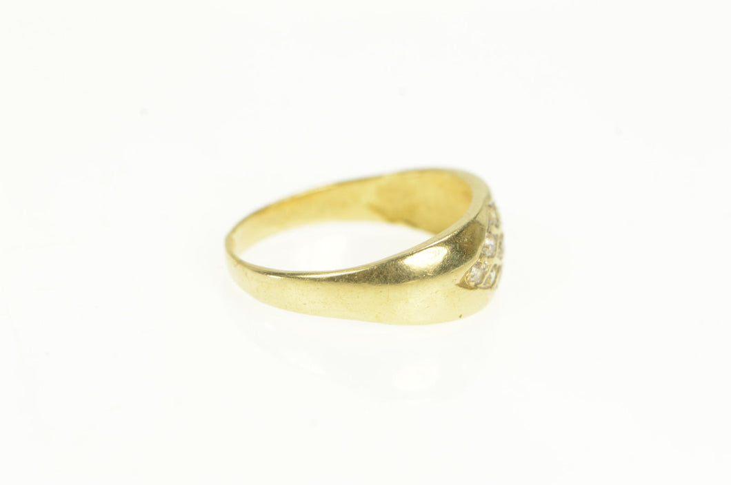 14K Diamond Lattice Pattern Pave Vintage Band Ring Yellow Gold