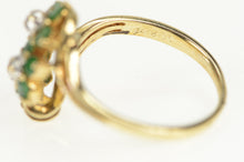 Load image into Gallery viewer, 14K Emerald Diamond Flower Cluster Vintage Ring Yellow Gold