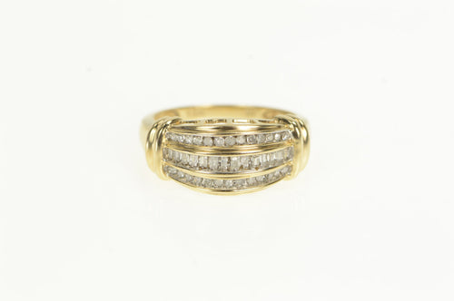 10K Diamond Classic Tiered Statement Band Ring Yellow Gold