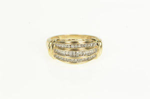 10K Diamond Classic Tiered Statement Band Ring Yellow Gold
