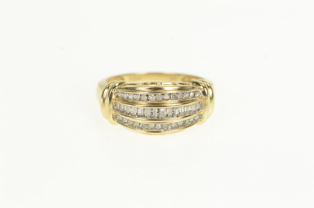 10K Diamond Classic Tiered Statement Band Ring Yellow Gold