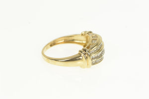 10K Diamond Classic Tiered Statement Band Ring Yellow Gold